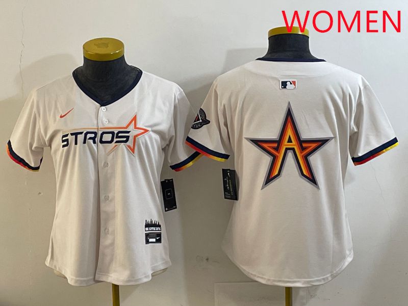 Women Houston Astros Blank Cream Three generations Joint Name 2025 Nike MLB Jersey style 4105->women mlb jersey->Women Jersey
